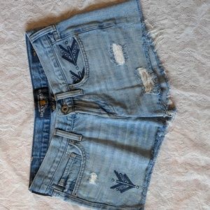 Lucky Brand The Cut Off Boho Distressed Denim Jean Shorts Size 24